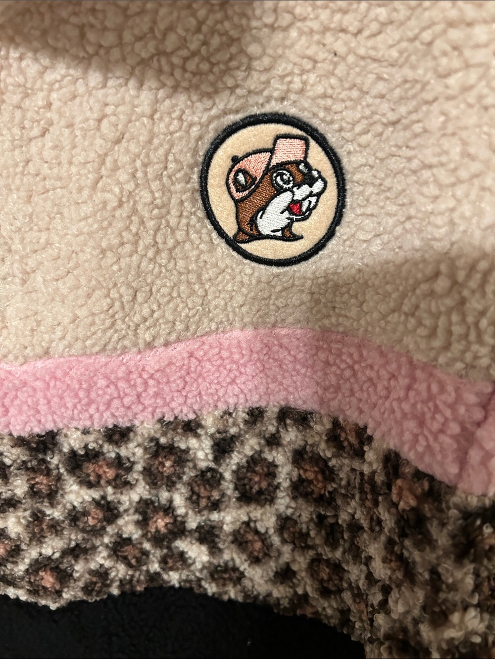 🧩Buc-ee’s Sherpa Half zip pullover color block animal cheetah print size S GUC - Picture 5 of 9